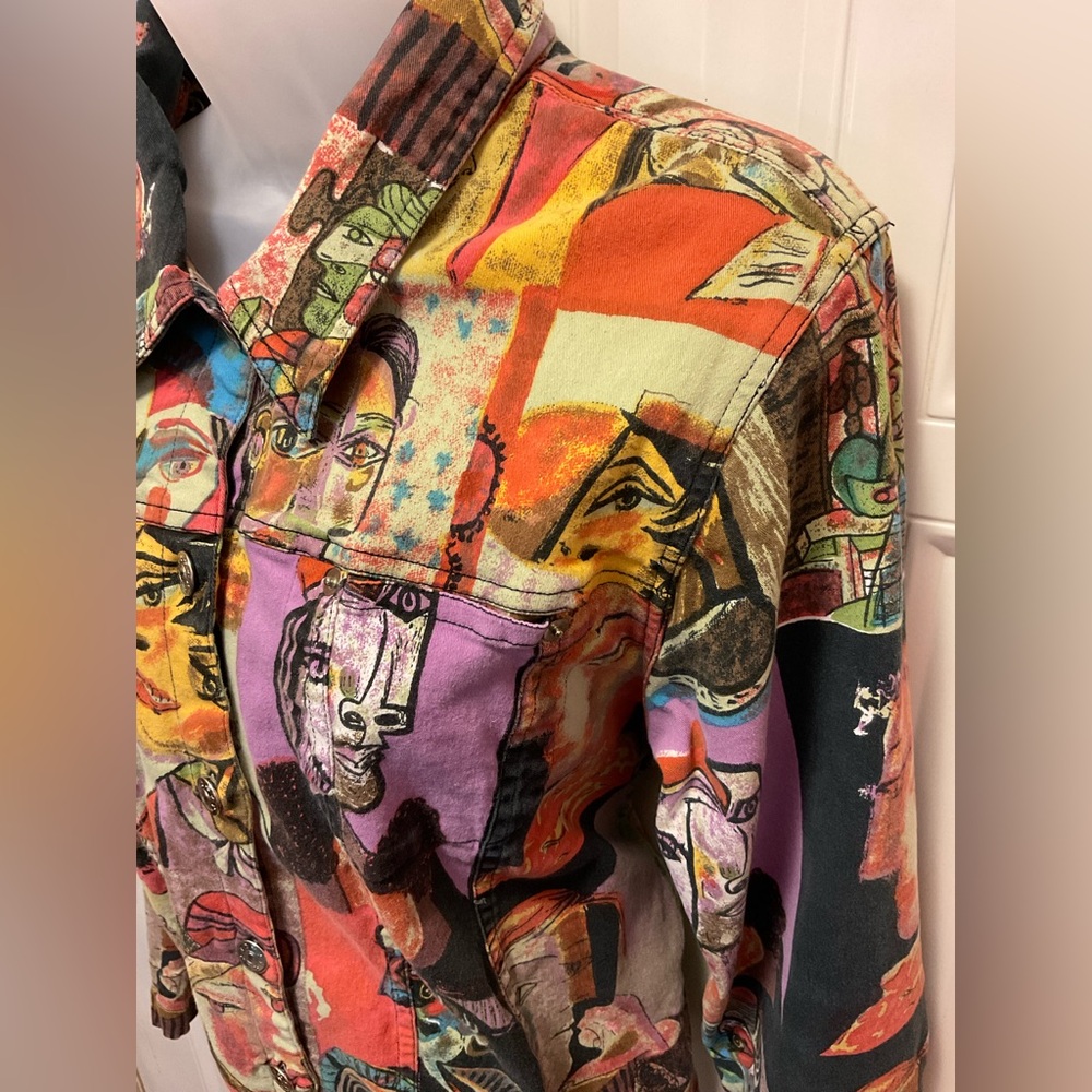 CJ Banks Women’s Jacket abstract Picasso art unusual - Picture 3 of 8